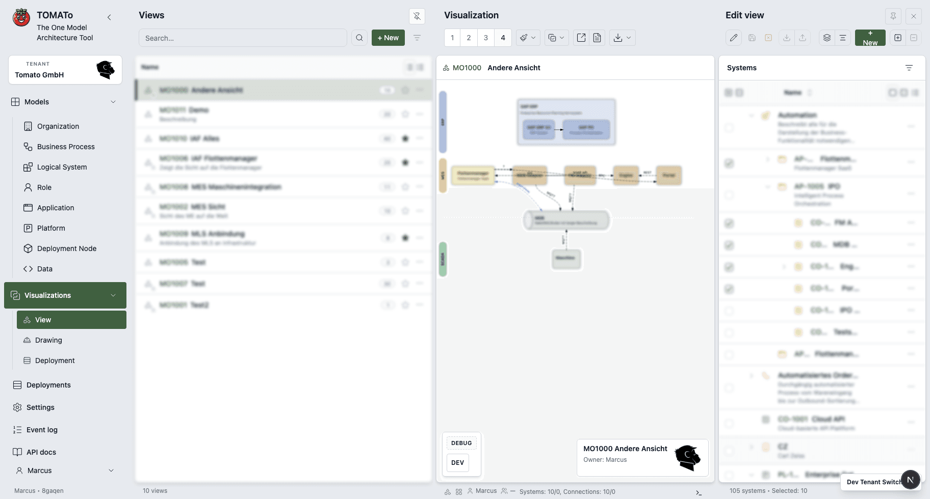 Target architecture drawing in TOMATo